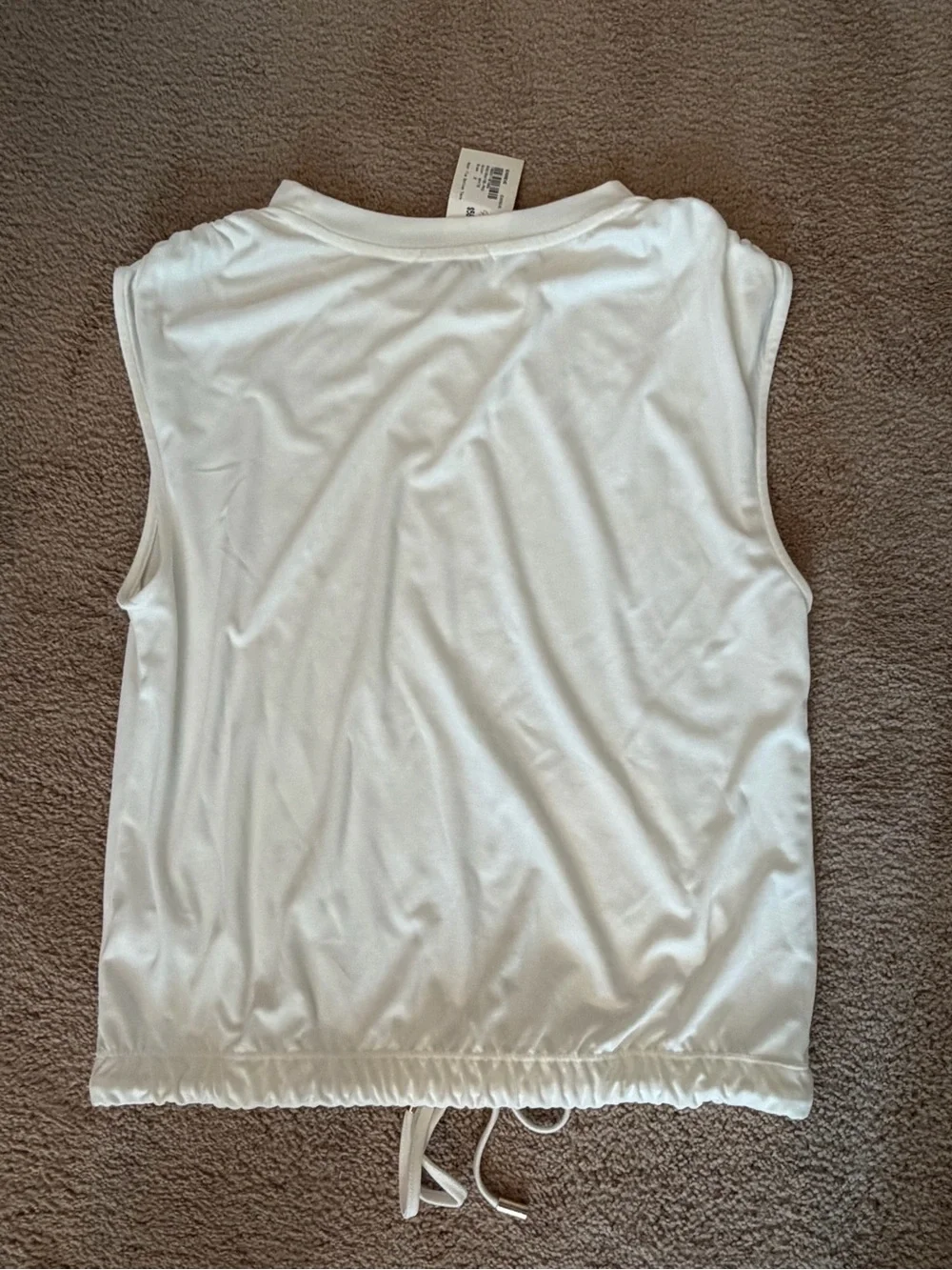 Evereve Cream Sleeveless Drawstring Hem Tank